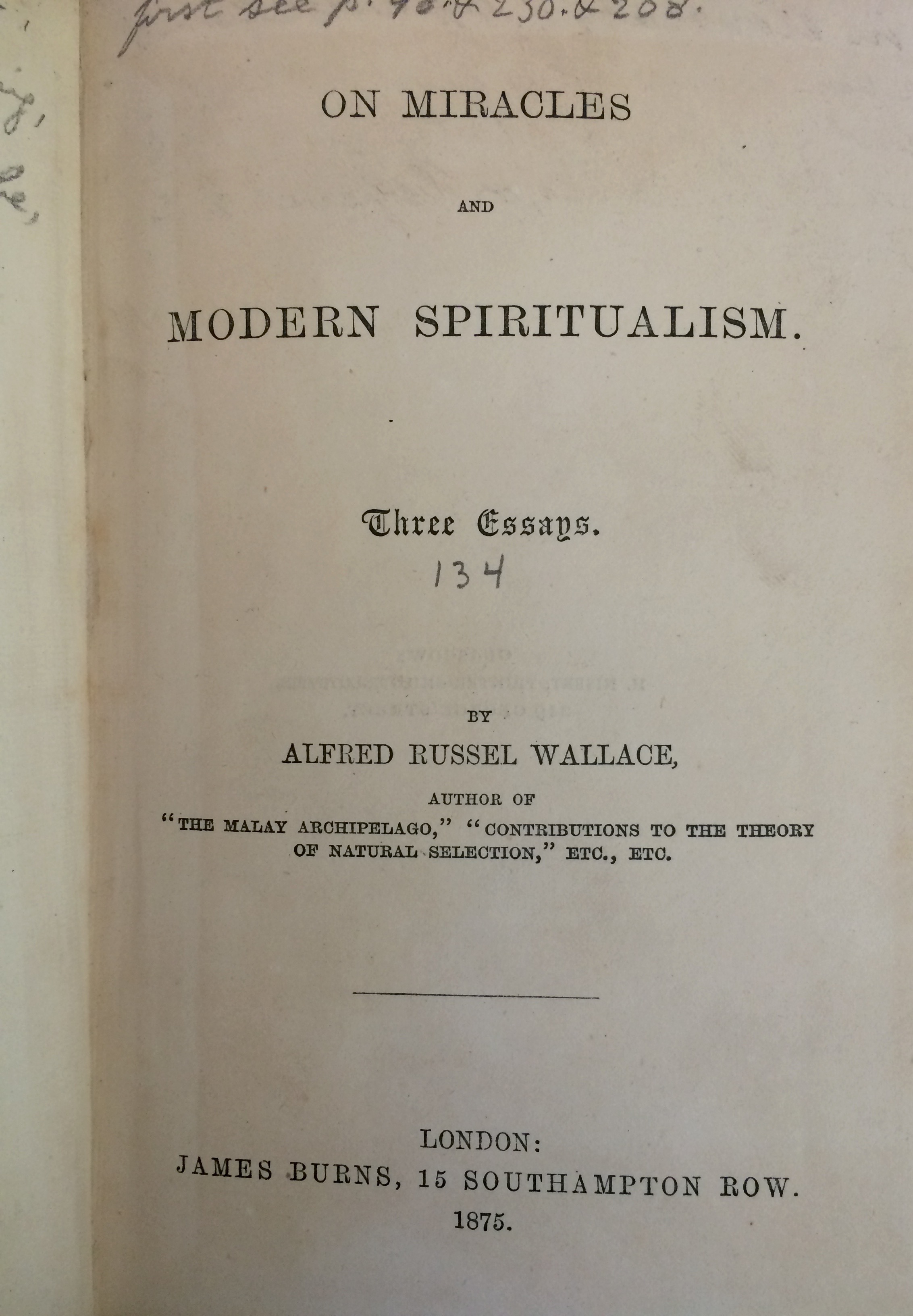 On Miracles and Modern Spiritualism by Alfred Wallace - Transmutation ...