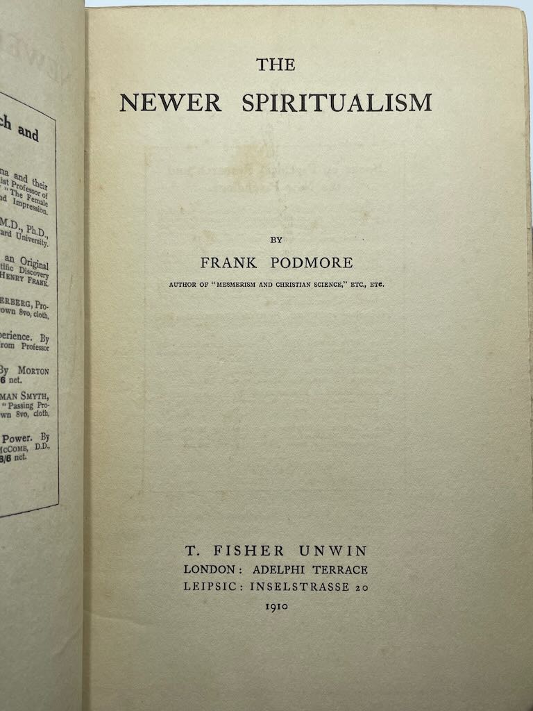 The Newer Spiritualism by Frank Podmore - Transmutation Publishing